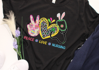 RD Peace Love Nursing Shirt, Easter Day Shirt, Leopard Stethoscope Shirt, RN Nurses Shirt