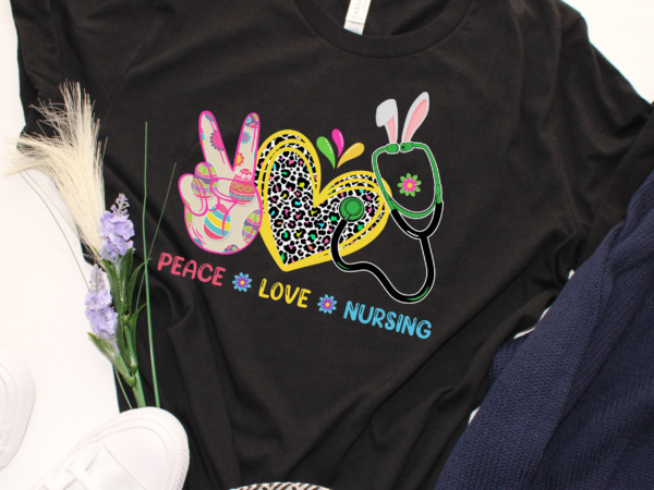 Rd peace love nursing shirt, easter day shirt, leopard stethoscope shirt, rn nurses shirt t shirt design online