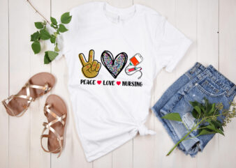 RD Peace Love Nursing Shirt, Nurse Life, Registered Nurse Shirt, Nurse Week Shirt, CNA Shirt, Nursing School Tee