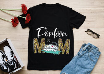 RD-Pontoon-Mom-Shirt,-Leopard-Print-Bleached-Distressed-Pontoon,-Mothers-Day-Shirt,-Boat-Life t shirt design online