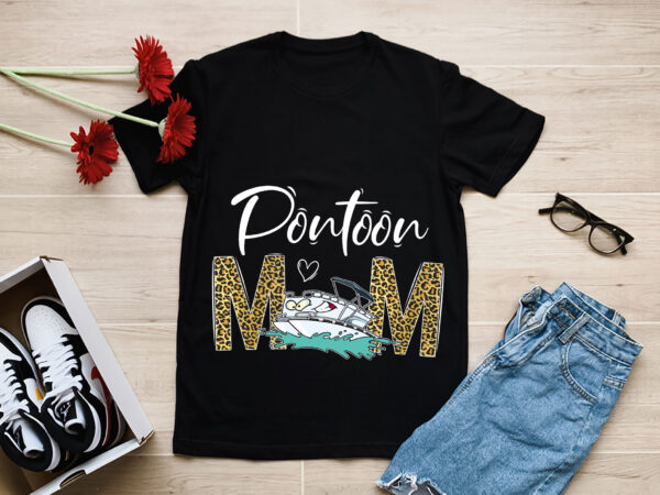 Rd-pontoon-mom-shirt,-leopard-print-bleached-distressed-pontoon,-mothers-day-shirt,-boat-life t shirt design online
