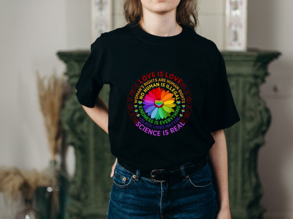 Rd rainbow black lives matter science lgbt pride flower t-shirt