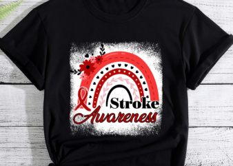 RD Rainbow We Wear Red Stroke Awareness Month, Stroke Red Ribbon Awareness Month Gift Shirt