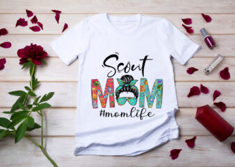 RD Scouting Scout Mom Life Messy Bun Hair For Mother’s Day Shirt, Mom Gift t shirt design online