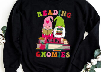 Reading With My Gnomies Funny Gnomes Book Lovers NC 0403 t shirt design online