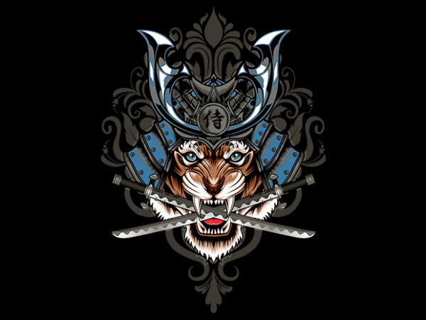 Samurai tiger t shirt template vector