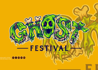 Scary font zombie bone ghost festival hand lettering text