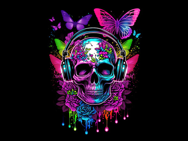 Skull adorable with headphone t shirt template vector