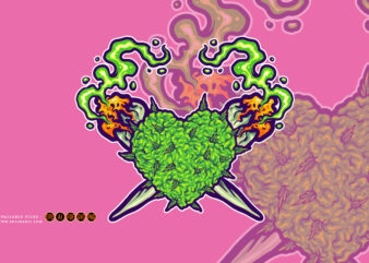 Smoking weed cross drug cannabis leaf heart logo illustrations