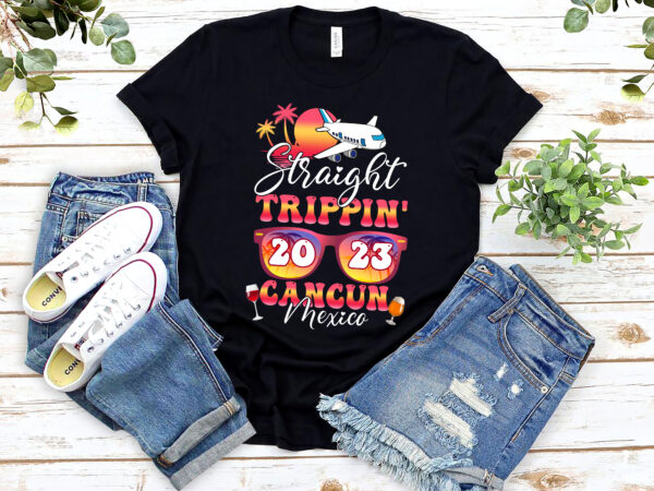 Straight trippin_ 2023 family vacation matching family group cancun nl t shirt template vector