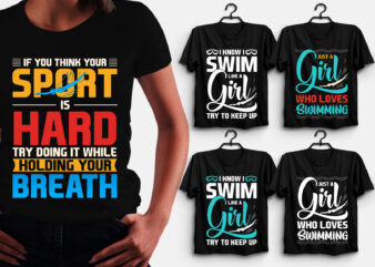 Swim T-Shirt Design PNG SVG EPS,