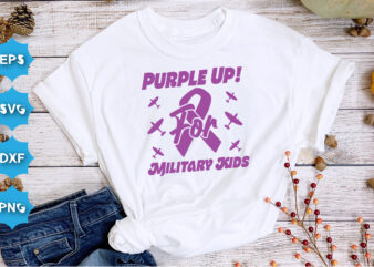 Purple Up For Military Kids, Purple up for military kids dandelion flower vector cancer awareness Month of the Military Child typography t-shirt design veterans shirt