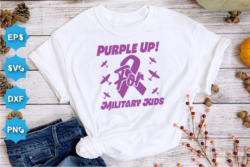 Purple Up For Military Kids, Purple up for military kids dandelion flower vector cancer awareness Month of the Military Child typography t-shirt design veterans shirt