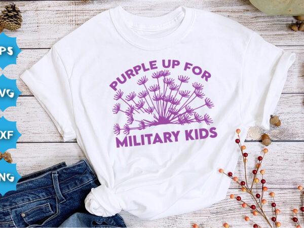 Purple up for military kids, purple up for military kids dandelion flower vector cancer awareness month of the military child typography t-shirt design veterans shirt