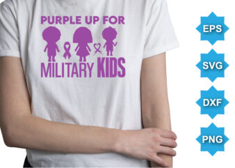 Purple Up For Military Kids, Purple up for military kids dandelion flower vector cancer awareness Month of the Military Child typography t-shirt design veterans shirt