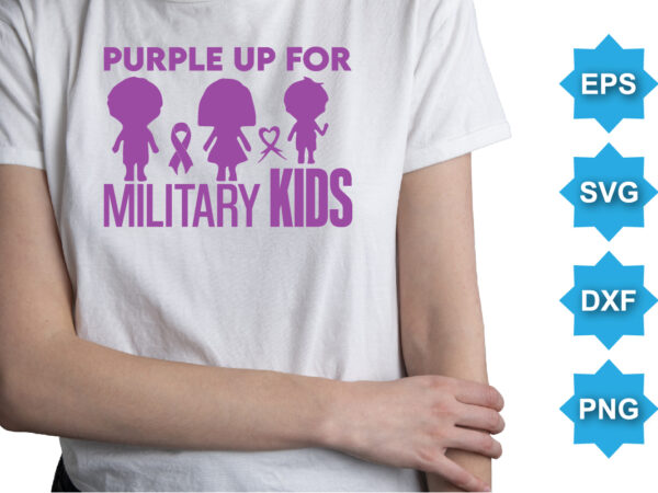 Purple up for military kids, purple up for military kids dandelion flower vector cancer awareness month of the military child typography t-shirt design veterans shirt