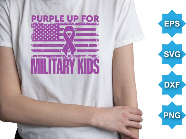 Purple up for military kids, purple up for military kids dandelion flower vector cancer awareness month of the military child typography t-shirt design veterans shirt