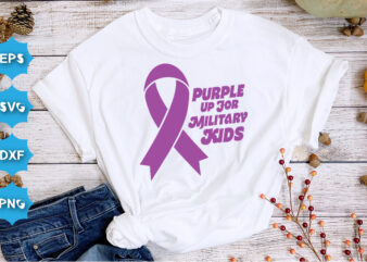 Purple Up For Military Kids, Purple up for military kids dandelion flower vector cancer awareness Month of the Military Child typography t-shirt design veterans shirt