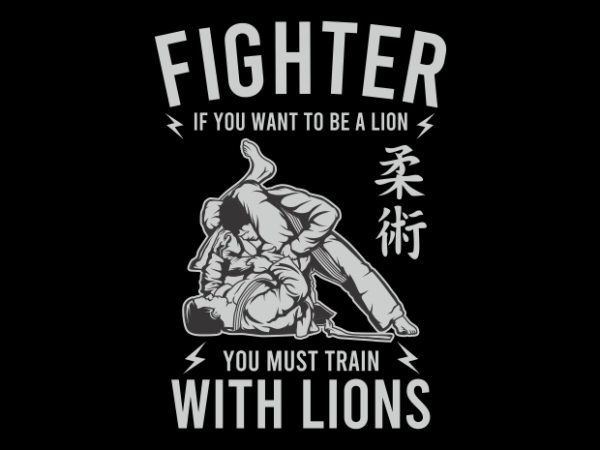 Train with the lion jiu jitsu t shirt designs for sale