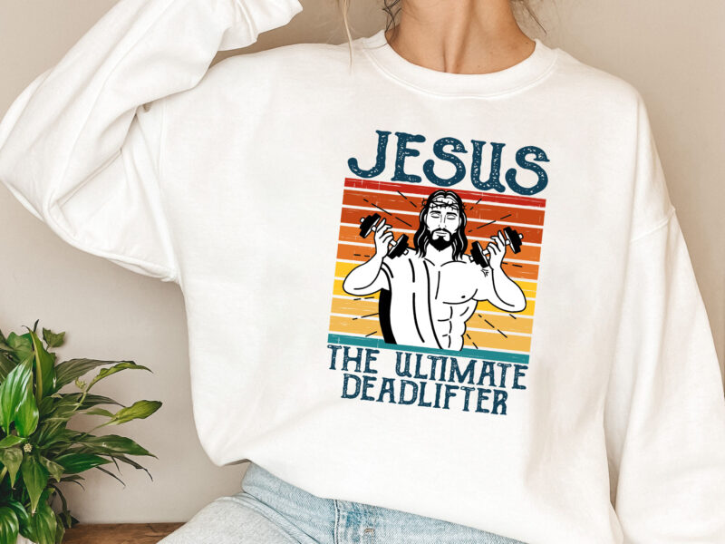 Vintage Jesus The Ultimate Deadlifter Funny Christian Gym NL 2702