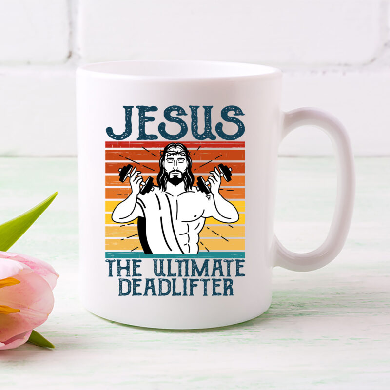 Vintage Jesus The Ultimate Deadlifter Funny Christian Gym NL 2702