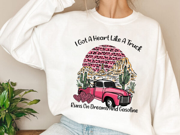 Western sunset cowgirl i got a heart like a truck t-shirt, cowgirl truck, sunset design download pl