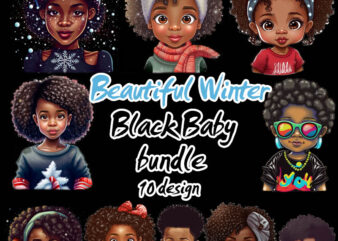 Beautiful Winter Black Baby bundle, Baby, Black Kids Instant Download t shirt template