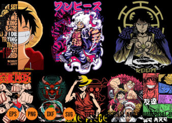Best one piece anime tshirt design bundle svg png