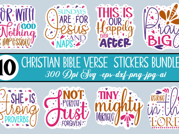 Christian Bible Verse Sublimation Stickers Bundle,Christian