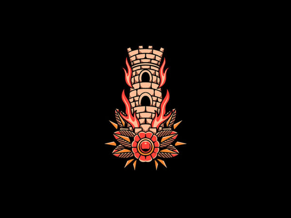Burning tower t shirt template
