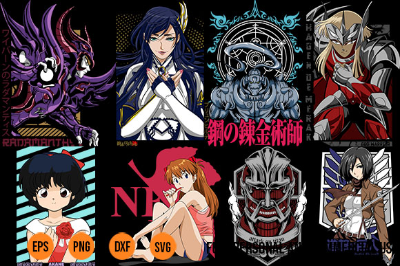 50 designs for shirts anime characters bundle