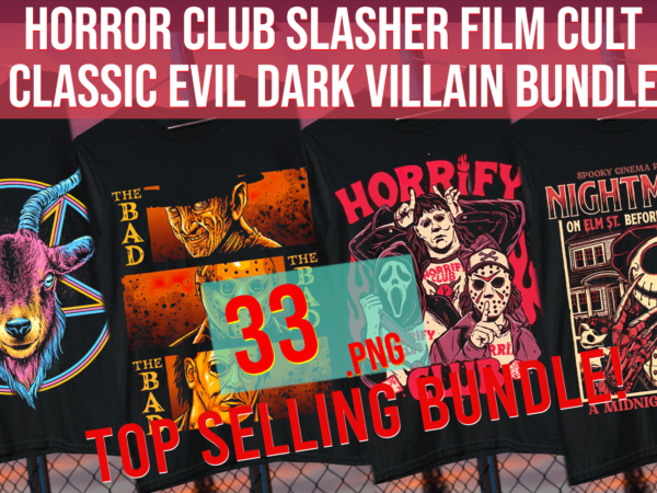 Horror club slasher film cult classic evil dark villain bundle graphic t shirt