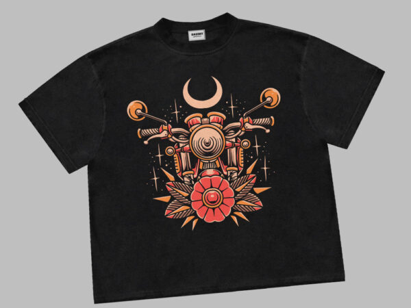 Moon biker t shirt designs for sale