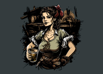 Girl vector illustration Pirate waitress