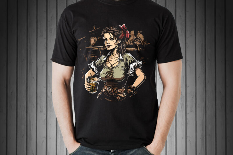 Girl vector illustration Pirate waitress