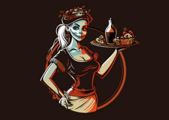 Girl vector illustration Pirate waitress