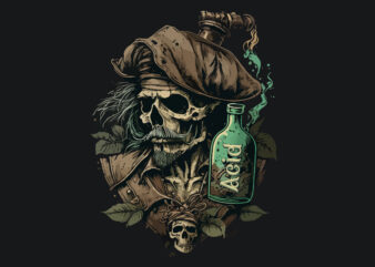 Skull Pirate rum vector illustration