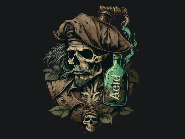 Skull pirate rum vector illustration