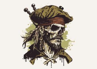 Skull Pirate rum vector illustration