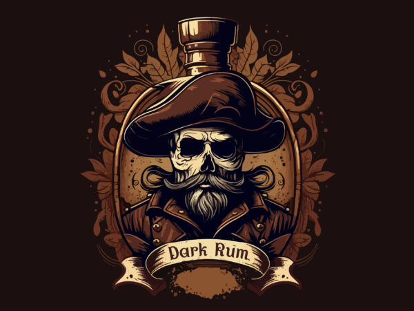 Skull pirate rum vector illustration