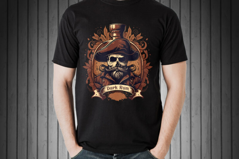 Skull Pirate rum vector illustration