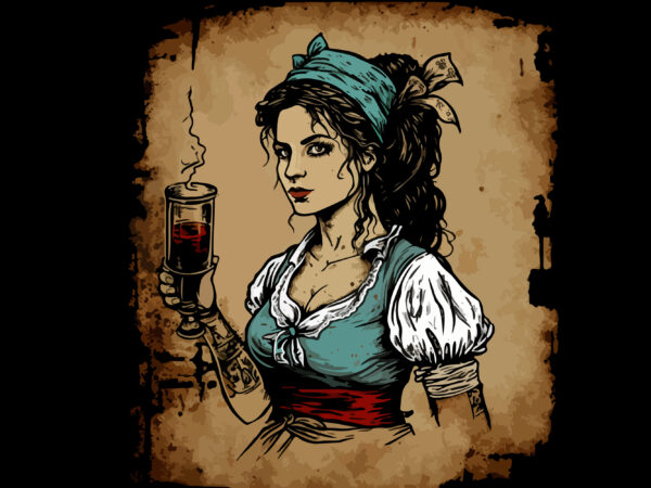 Girl vector illustration pirate waitress