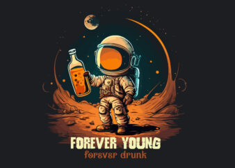 Astronaut vector t-shirt Forever young