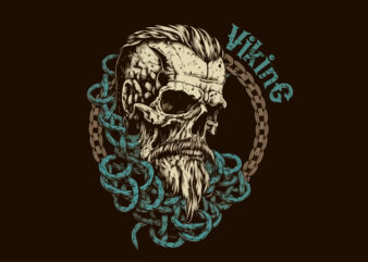 Skull viking vector illustrtion for t-shirt