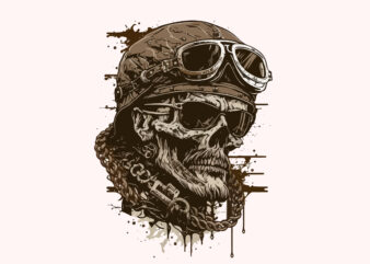 Skull, Biker. Vector illustration for t-shirt