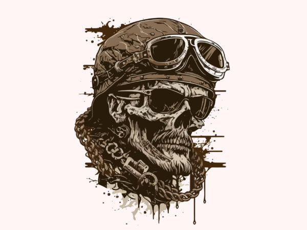 Skull, biker. vector illustration for t-shirt