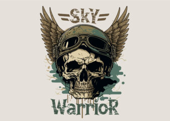 Skull, sky warrior. Vector illustration