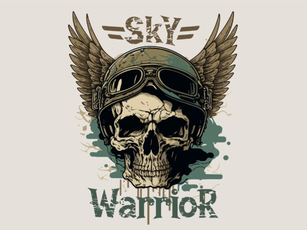 Skull, sky warrior. vector illustration