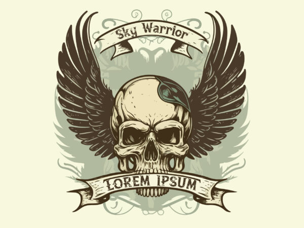 Skull, sky warrior. vector illustration