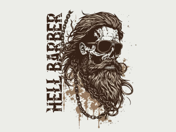 Skull. hell barber vector illustration